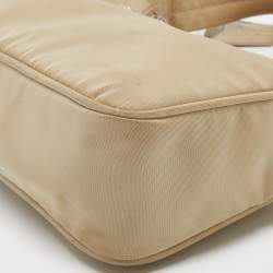 Pre Owned Prada Beige Tessuto Nylon Re-Edition 2000 Shoulder Bag