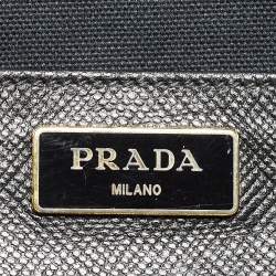 Pre Owned Prada Blue/Black Saffiano Leather Double Zip Satchel