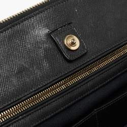 Pre Owned Prada Blue/Black Saffiano Leather Double Zip Satchel