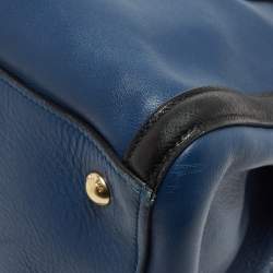 Pre Owned Prada Blue/Black Saffiano Leather Double Zip Satchel