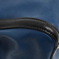 Pre Owned Prada Blue/Black Saffiano Leather Double Zip Satchel