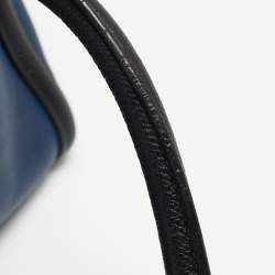 Pre Owned Prada Blue/Black Saffiano Leather Double Zip Satchel