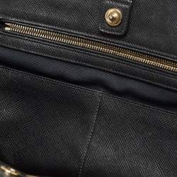 Pre Owned Prada Blue/Black Saffiano Leather Double Zip Satchel