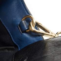 Pre Owned Prada Blue/Black Saffiano Leather Double Zip Satchel