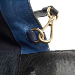 Pre Owned Prada Blue/Black Saffiano Leather Double Zip Satchel