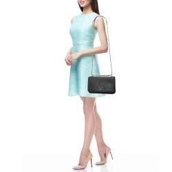 Pre Owned Prada Black Saffiano Leather and Nylon Logo Flap Shoulder Bag