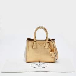 Prada Gold/White Saffiano Lux Leather Open Tote