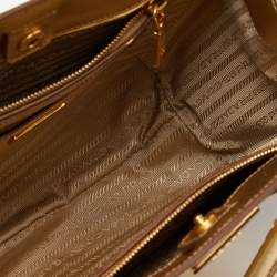 Prada Gold/White Saffiano Lux Leather Open Tote