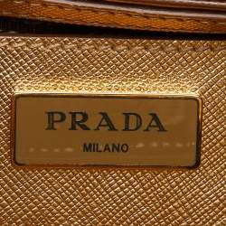Prada Gold/White Saffiano Lux Leather Open Tote