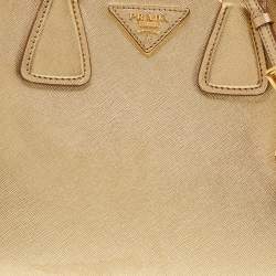 Prada Gold/White Saffiano Lux Leather Open Tote