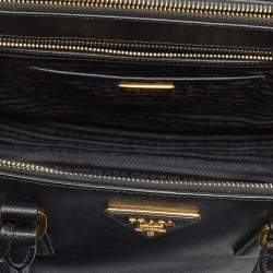 Pre Owned Prada Black Saffiano Lux Leather Large Galleria Double Zip Tote