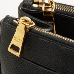 Pre Owned Prada Black Saffiano Lux Leather Large Galleria Double Zip Tote