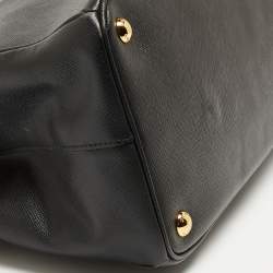 Pre Owned Prada Black Saffiano Lux Leather Large Galleria Double Zip Tote