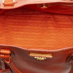 Prada White/Orange Perforated Saffiano Leather Large Gardener's Tote