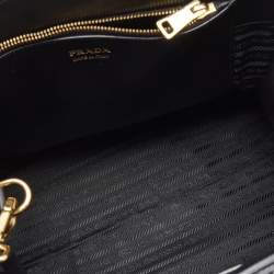 Pre Owned Prada Black Saffiano Leather Medium Monochrome Tote