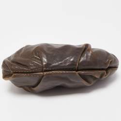 Prada Dark Brown Ruched Leather Wristlet Clutch