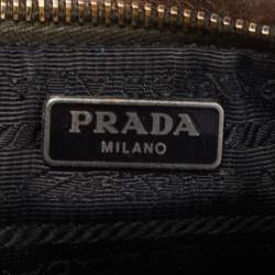 Prada Dark Brown Ruched Leather Wristlet Clutch