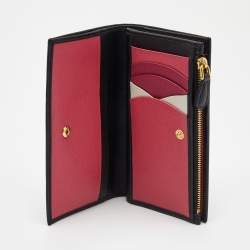 Pre Owned Prada Black Saffiano Metal Leather Middle Zip Wallet