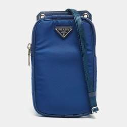 Prada Blue Nylon and Leather Phone Crossbdoy Bag