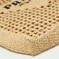 Pre Owned Prada Beige Woven Raffia Beach Tote
