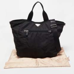 Prada Black Nylon Front Pocket Tote