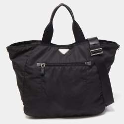 Prada Black Nylon Front Pocket Tote