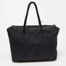 Pre Owned Prada Black Nylon Voodoo Doll Charm Tote