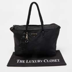 Pre Owned Prada Black Nylon Voodoo Doll Charm Tote