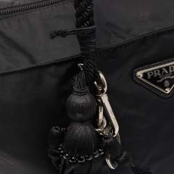 Pre Owned Prada Black Nylon Voodoo Doll Charm Tote