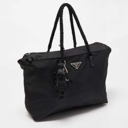 Pre Owned Prada Black Nylon Voodoo Doll Charm Tote