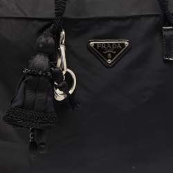 Pre Owned Prada Black Nylon Voodoo Doll Charm Tote