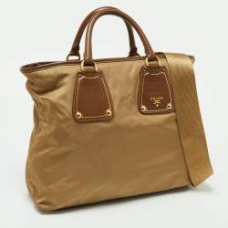 Pre Owned Prada Beige/Tan Nylon and Leather Tote