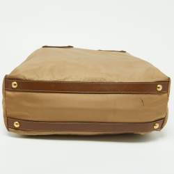 Pre Owned Prada Beige/Tan Nylon and Leather Tote