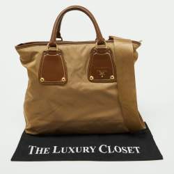Pre Owned Prada Beige/Tan Nylon and Leather Tote