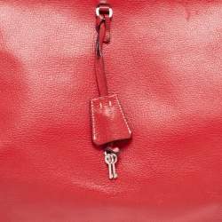 Pre Owned Prada Red Leather Spazzolato Frame Top Handle Bag