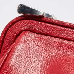 Pre Owned Prada Red Leather Spazzolato Frame Top Handle Bag