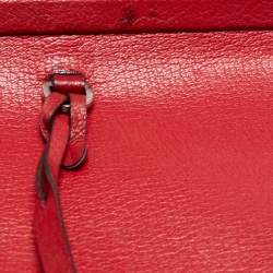Pre Owned Prada Red Leather Spazzolato Frame Top Handle Bag