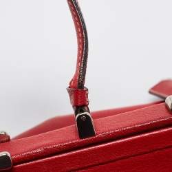 Pre Owned Prada Red Leather Spazzolato Frame Top Handle Bag