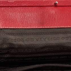 Pre Owned Prada Red Leather Spazzolato Frame Top Handle Bag