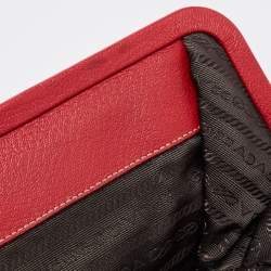 Pre Owned Prada Red Leather Spazzolato Frame Top Handle Bag
