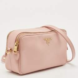 Pre Owned Prada Pink Saffiano Lux Leather Camera Crossbody Bag