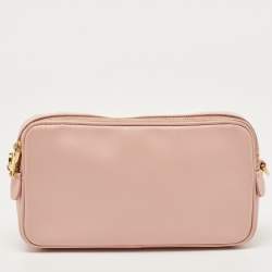 Pre Owned Prada Pink Saffiano Lux Leather Camera Crossbody Bag