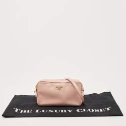 Pre Owned Prada Pink Saffiano Lux Leather Camera Crossbody Bag