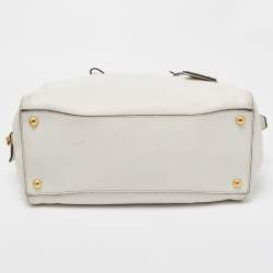 Prada White Vitello Daino Leather Satchel