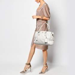 Prada White Vitello Daino Leather Satchel