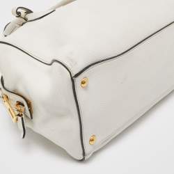 Prada White Vitello Daino Leather Satchel