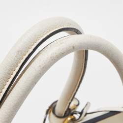 Prada White Vitello Daino Leather Satchel