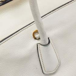 Prada White Vitello Daino Leather Satchel