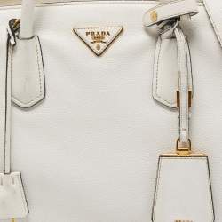 Prada White Vitello Daino Leather Satchel