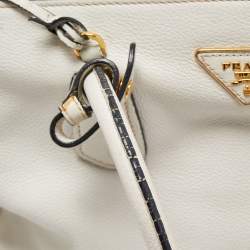 Prada White Vitello Daino Leather Satchel